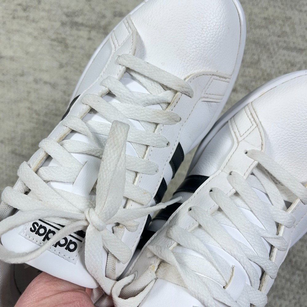 Adidas Cloudfoam Advantage AW4287 White Leather Low Top Sneaker Womens Shoes 10 - Picture 8 of 14